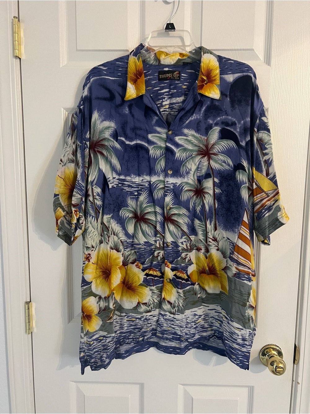 Tropical Hawaiian Rayon Camp Shirt Palm Tree Floral Beach Resort XL